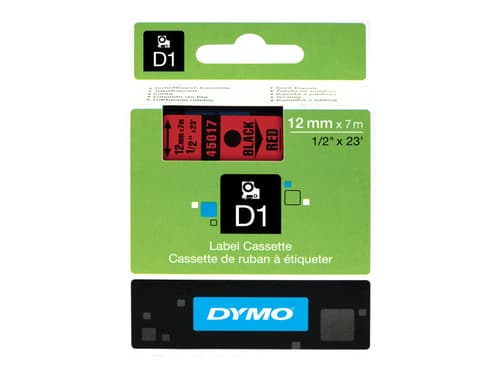 Dymo Tape D1 12mm Musta/punainen