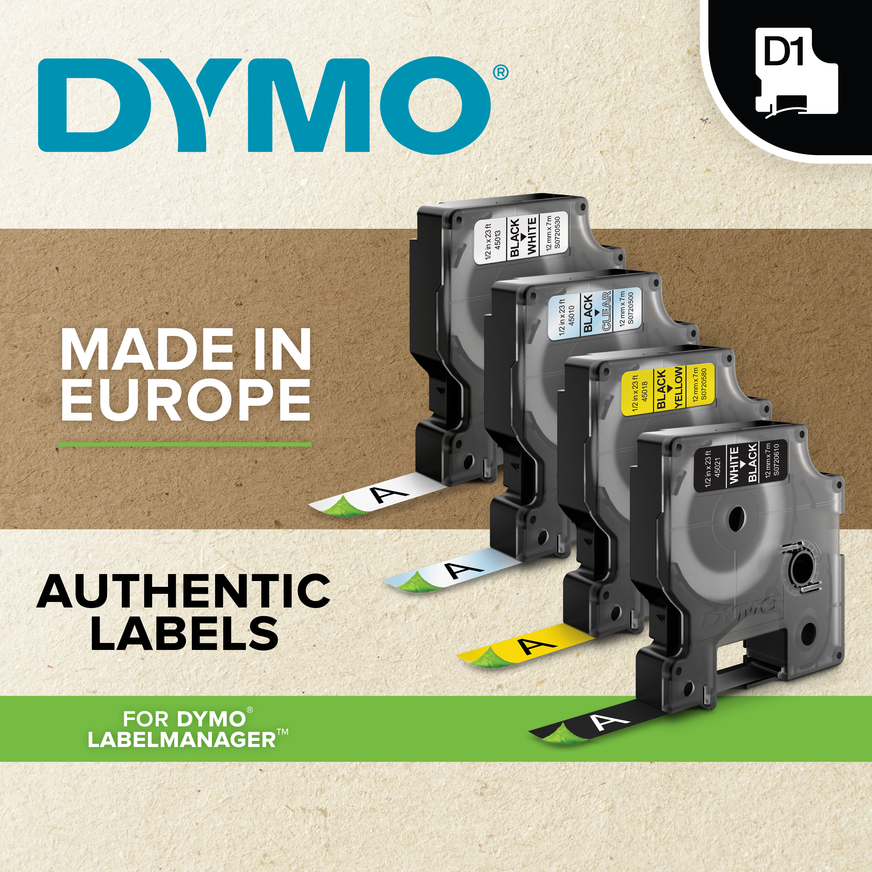 Dymo Tape D1 12mm Musta/punainen