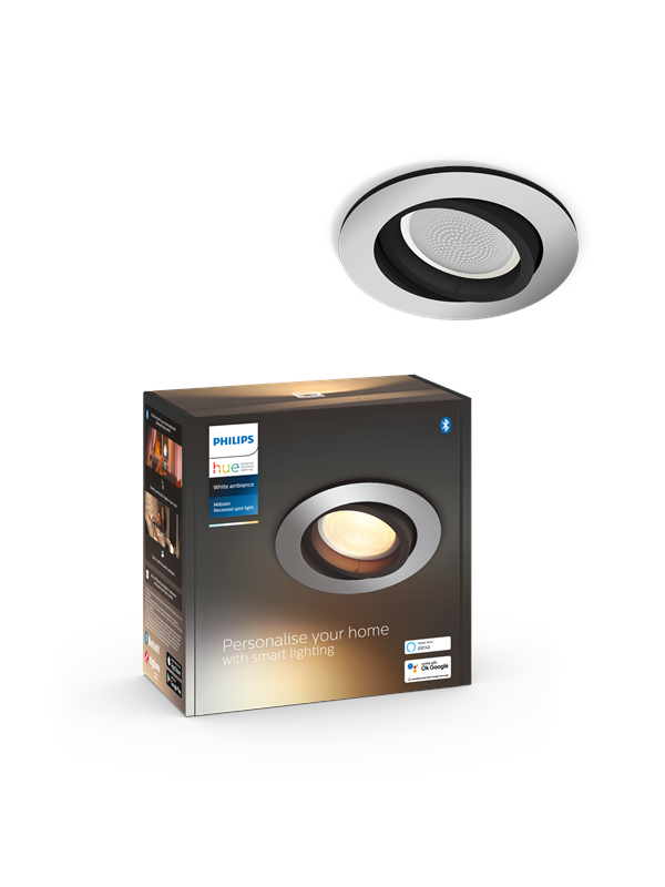 Philips Hue White and Color Ambiance Milliskin - Upotettu kohdevalo - LED-spottilamppu - GU10 - 4.2 W - luokka E - lämmin - viileä valkoinen valo - 2200-6500 K - alumiini