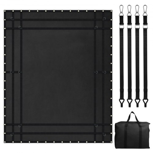 VEVOR Cargo Net, 120 in x 105 in, Heavy Duty Truck Cargo Net for Truck Bed, 4 Adjustable Straps with Carabiners and Rubber Coated Hooks, Durable, Suitable for Pickup, Jeep, Truck, SUV, Boat (Black)