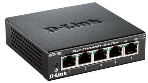 D-Link DES-105/E - 5-porttinen hallitsematon Fast Ethernet -kytkin, musta