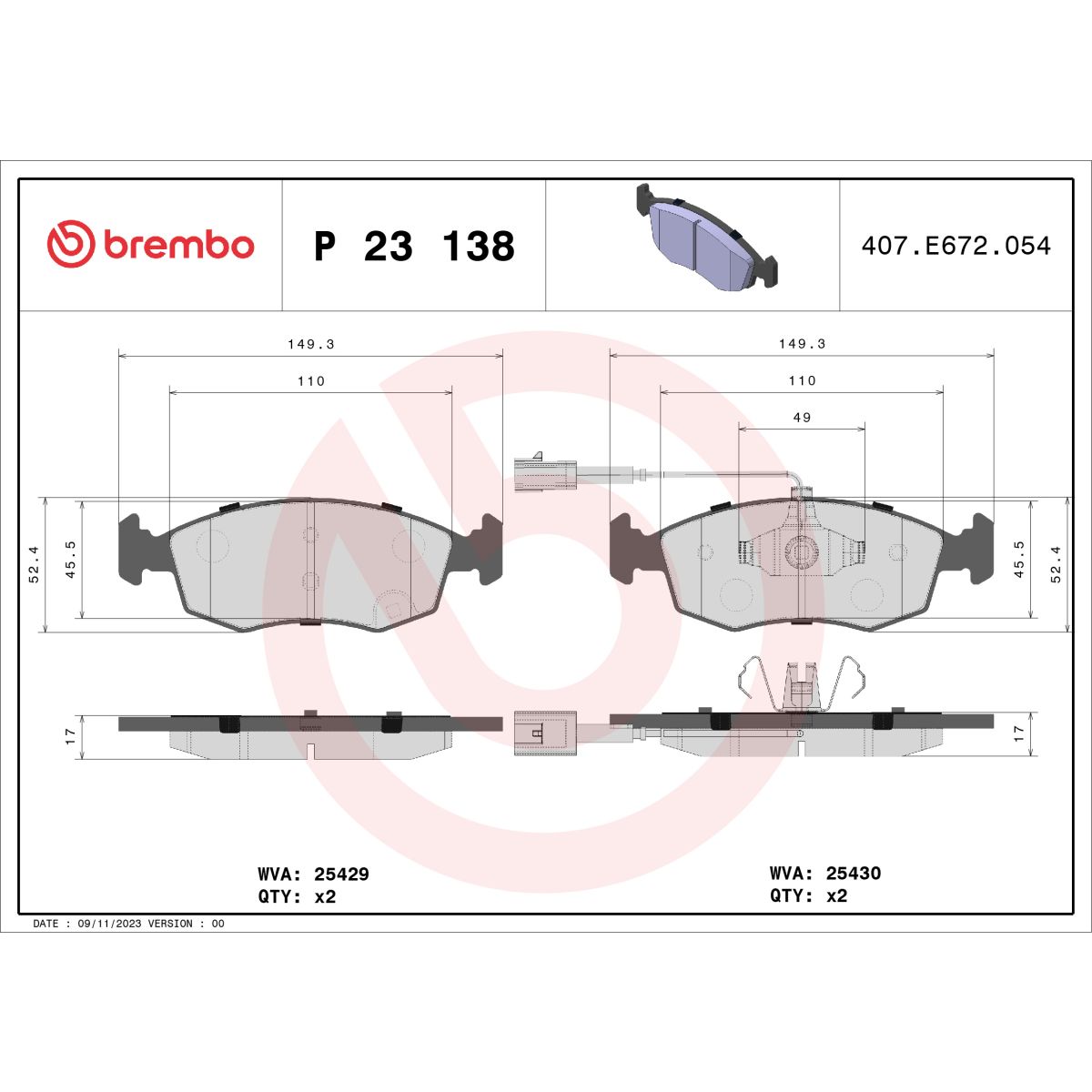 Jarrupalat, levyjarru BREMBO P 23 138