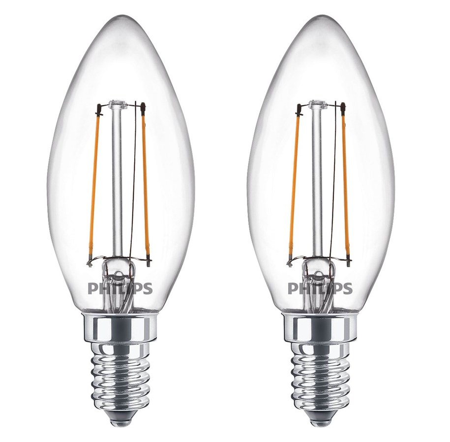 Philips LED-kynttilä Filament E14 2W 2 700 K 2 kpl