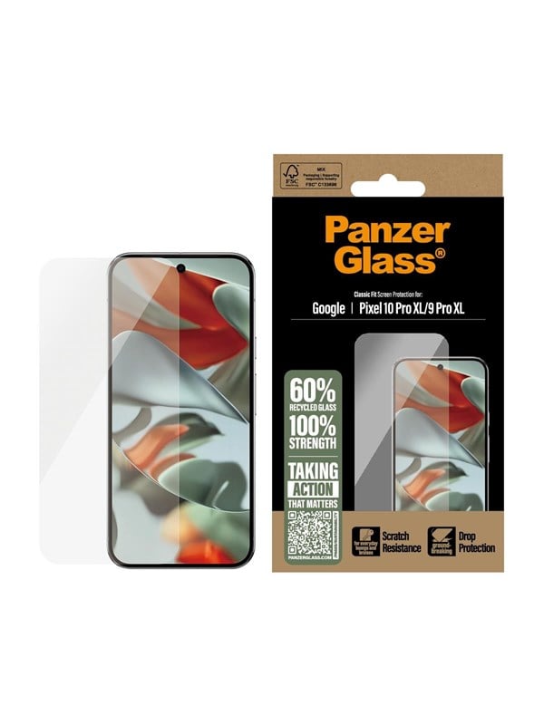 PanzerGlass ® Screen Protector Google Pixel 10 Pro XL 5G | 9 Pro XL 5G | Classic Fit, Google, Google - Pixel 10 Pro XL 5G, Google - Pixel 9 Pro XL 5G, Asennus kuivana, Naarmuuntumisenkestävä, Iskunkestävä, Läpinäkyvä, 1 kpl