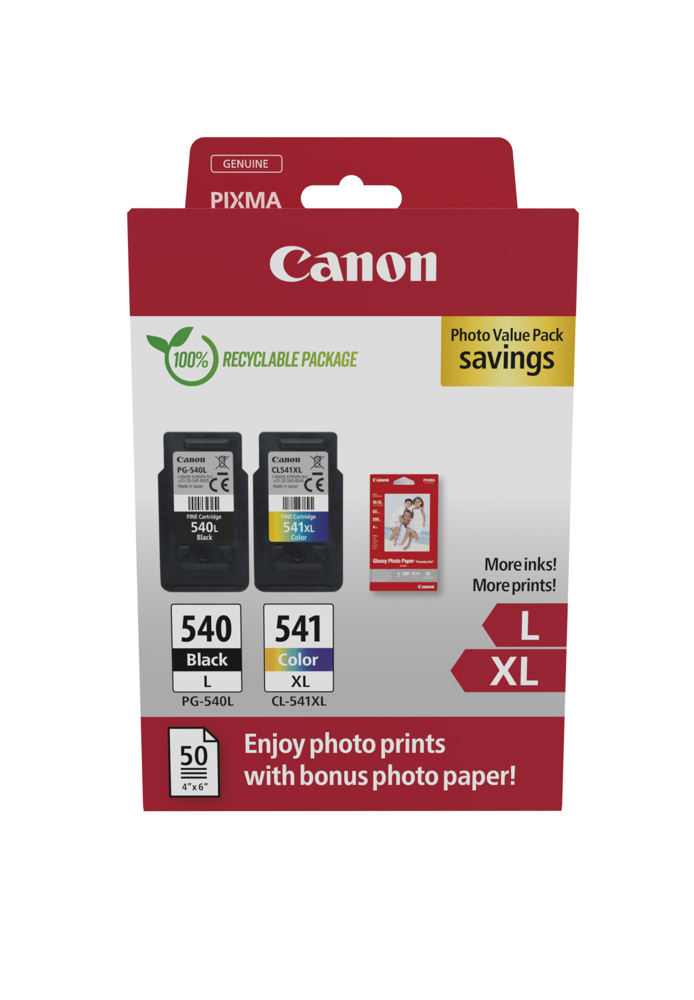 Canon PG-540L CL-541XL -mustekasettipakkaus, musta ja väri, 2 kpl