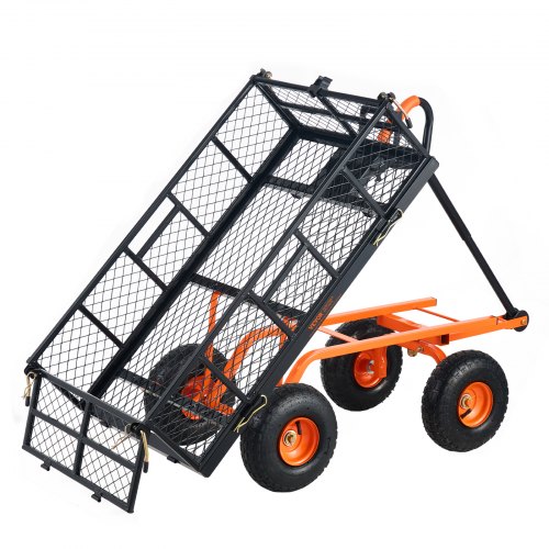 VEVOR Garden Dump Cart Heavy-duty Metal Yard Carts and Wagons 880 lbs/399.2 kg Loading