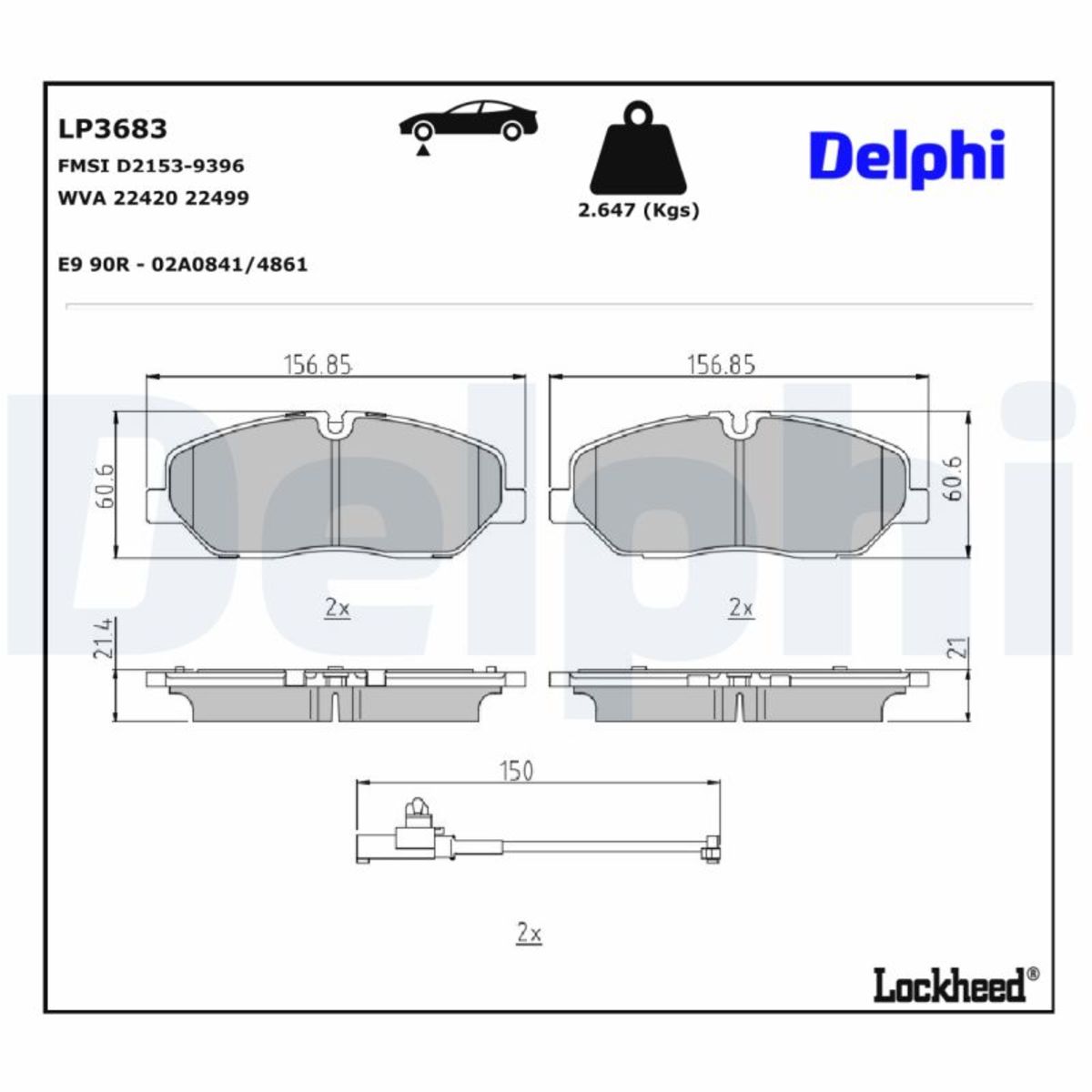 Jarrupalat, levyjarru DELPHI LP3683