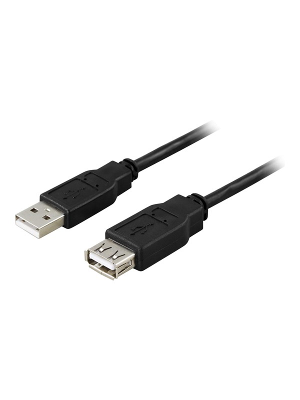 Deltaco USB 2.0 -jatkokaapeli, 0,1 m, musta