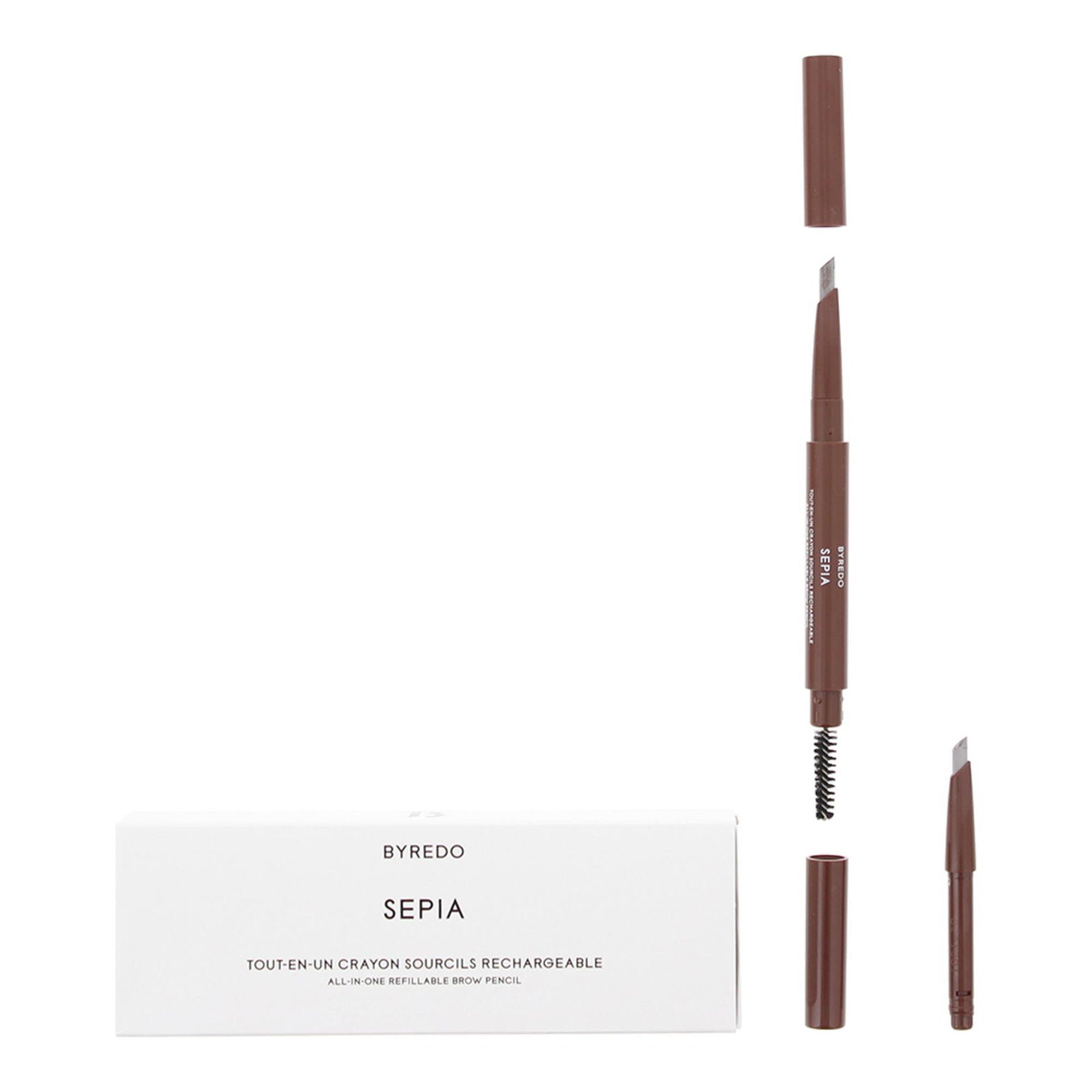 Byredo Kulma ja sivellin kulmakarvoille, kaikki yhdessä, tarkka, kaksipäinen 2 in 1, 02, sepia, 0,5 g