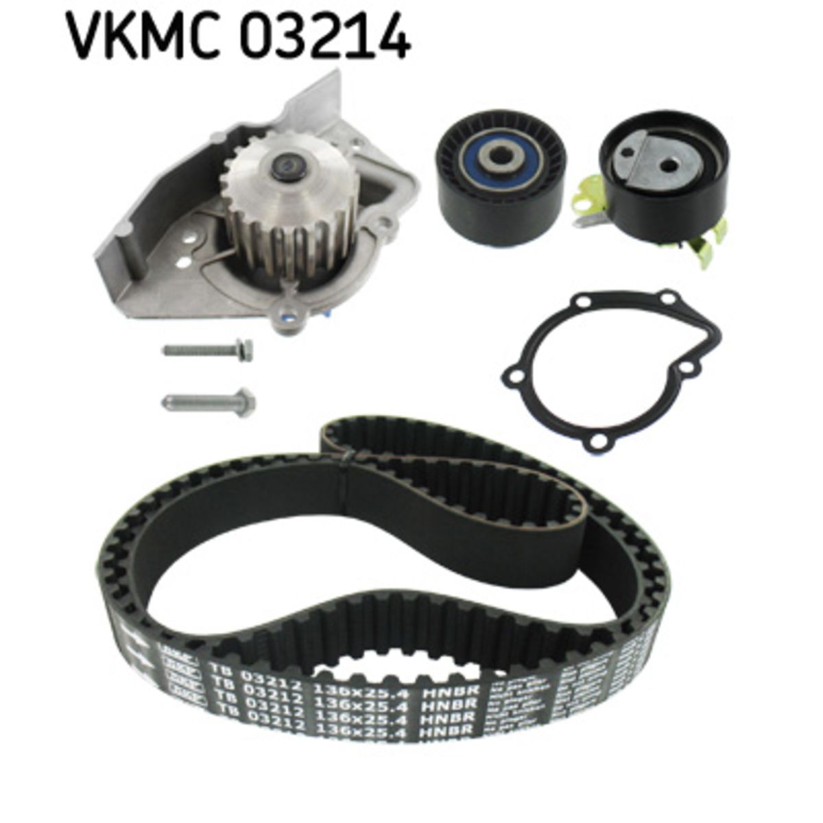 Vesipumppu + jakohihnasarja SKF VKMC 03214
