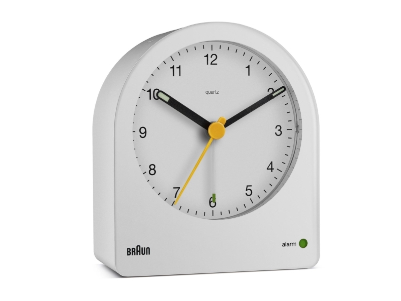 Braun BC22 Classic analoginen herätyskello - valkoinen/keltainen