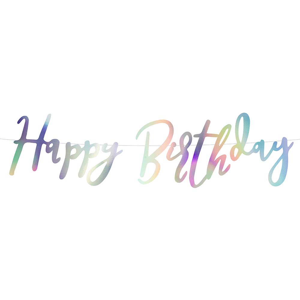 Banneri Happy Birthday, Iridescent, 62cm