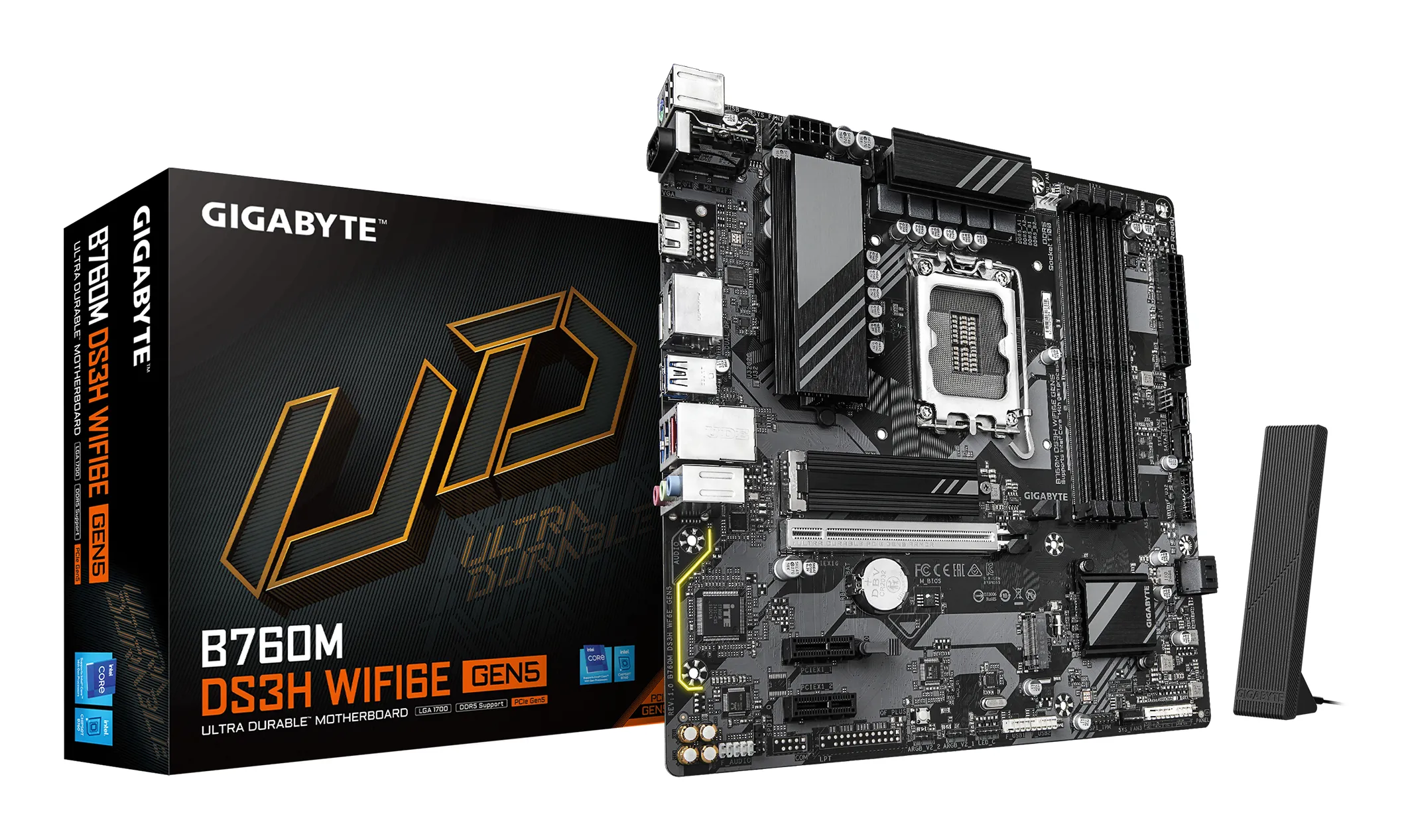 GIGABYTE B760M DS3H WIFI6E GEN5 Emolevy - Intel B760 - Intel LGA1700 - DDR5 RAM - Micro-ATX
