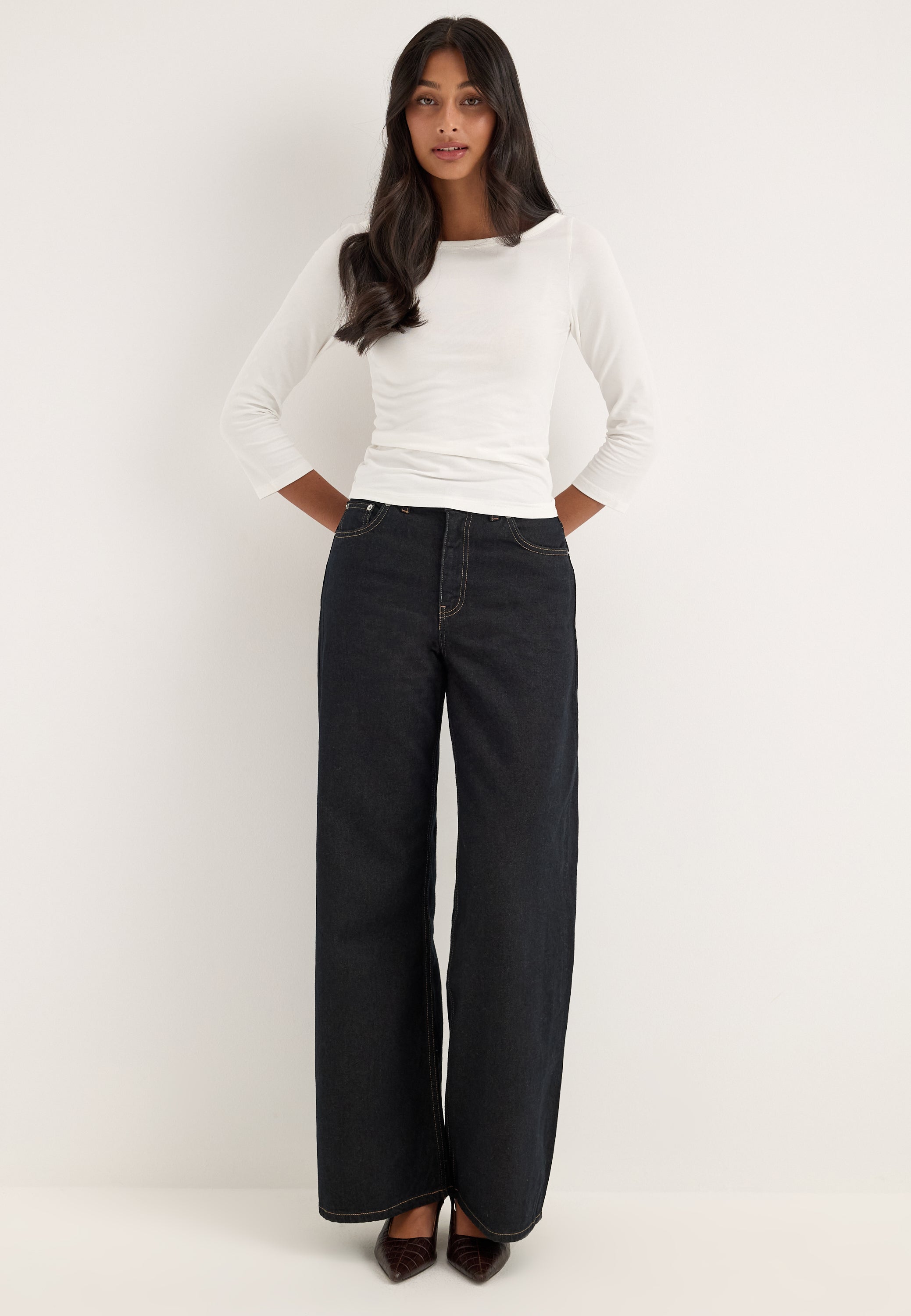 Pcphoebe 3/4 BOATNECK TOP JRS