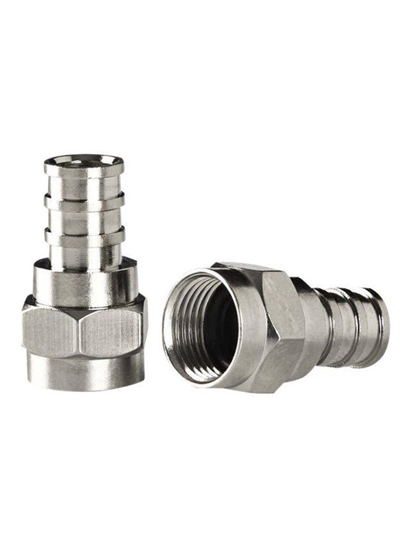 F-liitin | Suora | Uros | Niklattu | 75 Ohm | Puristettava | Kaapelin läpitulomitta: 7.0 mm | Kupari | Hopea | 2 kpl | Ikkunalli