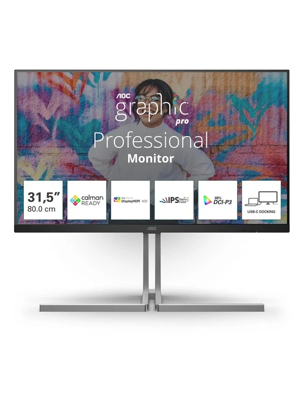 32" AOC U32U3CV - 3840x2160 (4K) - 60Hz - Nano IPS - 96W USB-C - KVM switch