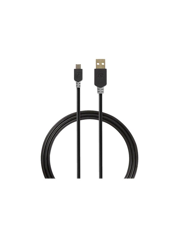 USB kaapeli | USB 2.0 | USB-A Uros | USB Micro-B Uros | 480 Mbps | Kullattu | 2.00 m | Pyöreä | PVC | Antrasiitti | Laatikko