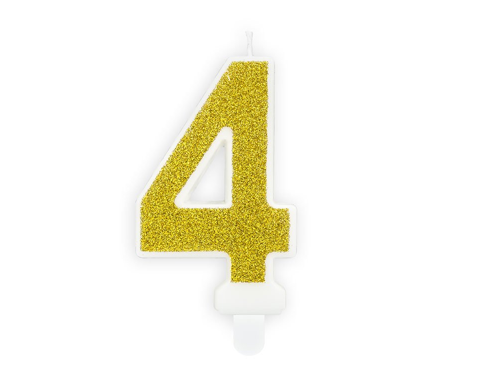 Kullanväriset Kakkukynttilät Numero Kimalle - Numero 4