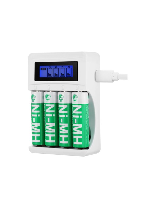 DELTACO Ultimate Ni-Mh USB charger with 4 x AA batteries