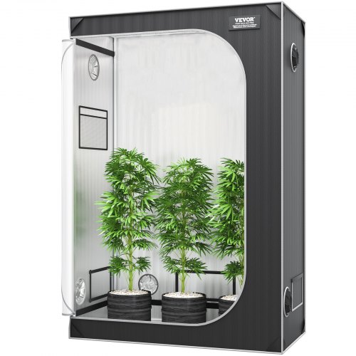 VEVOR 2x4 Grow Tent, 122 x 61 x 183 cm, High Reflective 2000D Mylar Hydroponic Growing Tent with Observation Window, Tool Bag and Floor Tray for Indoor Plants Growing