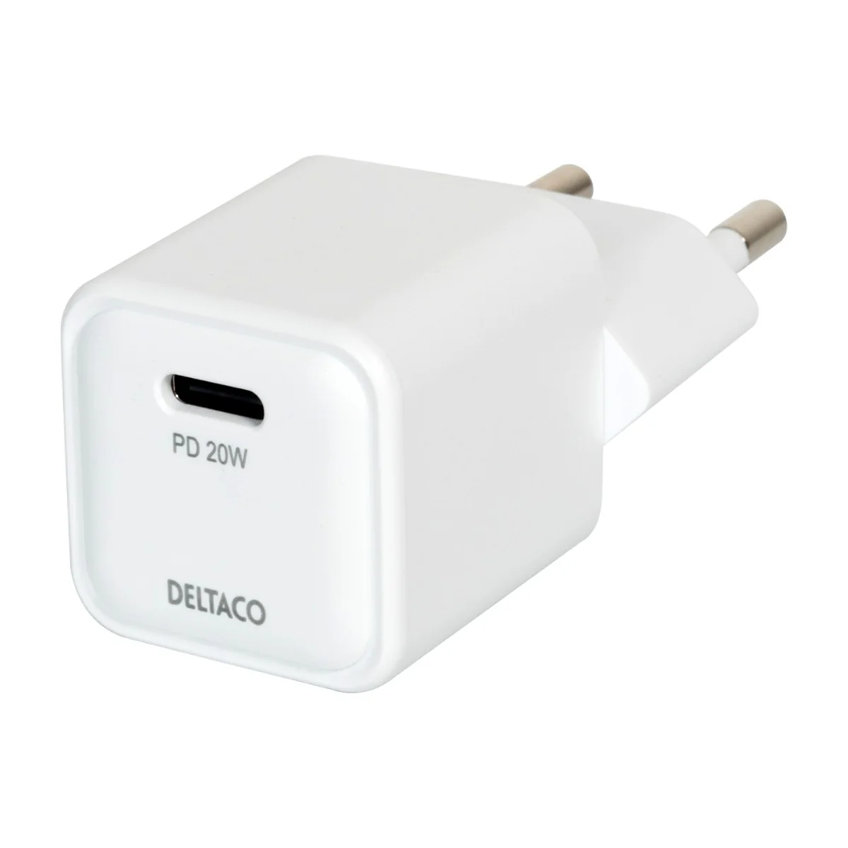 DELTACO mini - Virtalähde - 20 Watt - PD (24-nastainen USB-C) - valkoinen
