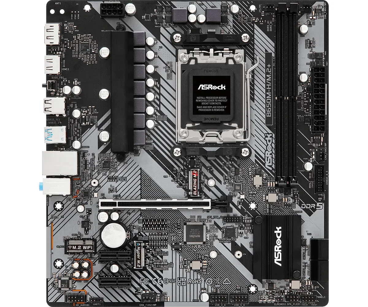 ASRock B650M-H/M.2+ Emolevy - AMD B650 - AMD AM5 - DDR5 RAM - Micro-ATX