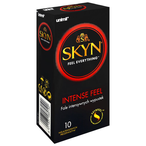 Skyn Intense Feel 10 kpl – Lateksiton 53 mm Nystyräkondomi (Polyisopreeni)