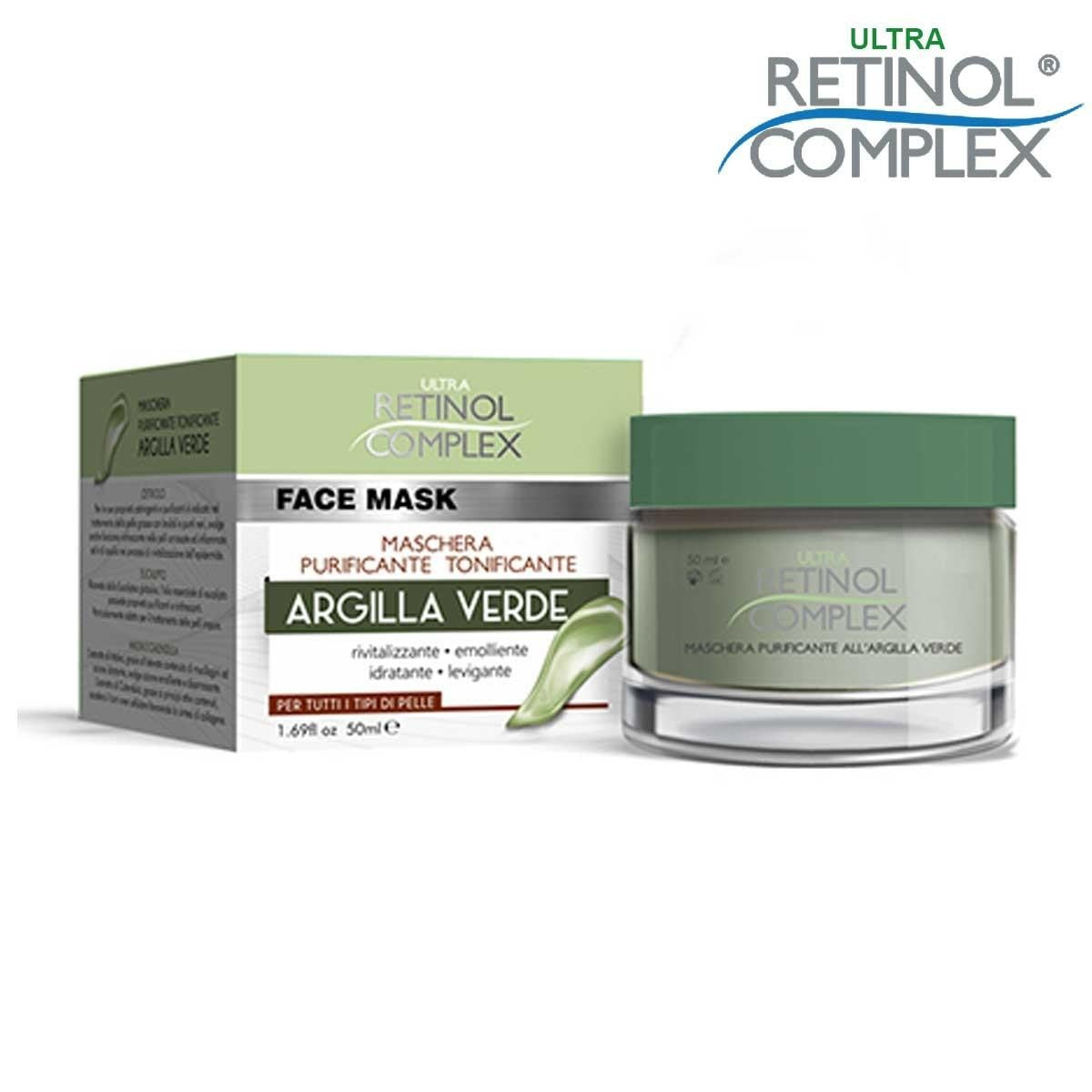 Retinol Complex Puhdistava ja virkistävä vihreä savinaamio kasvoille 50 ml