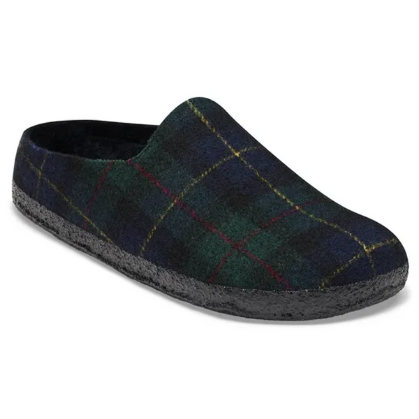 Birkenstock Amsterdam Wrapped Dip Felt Regular Green Navy Plaid