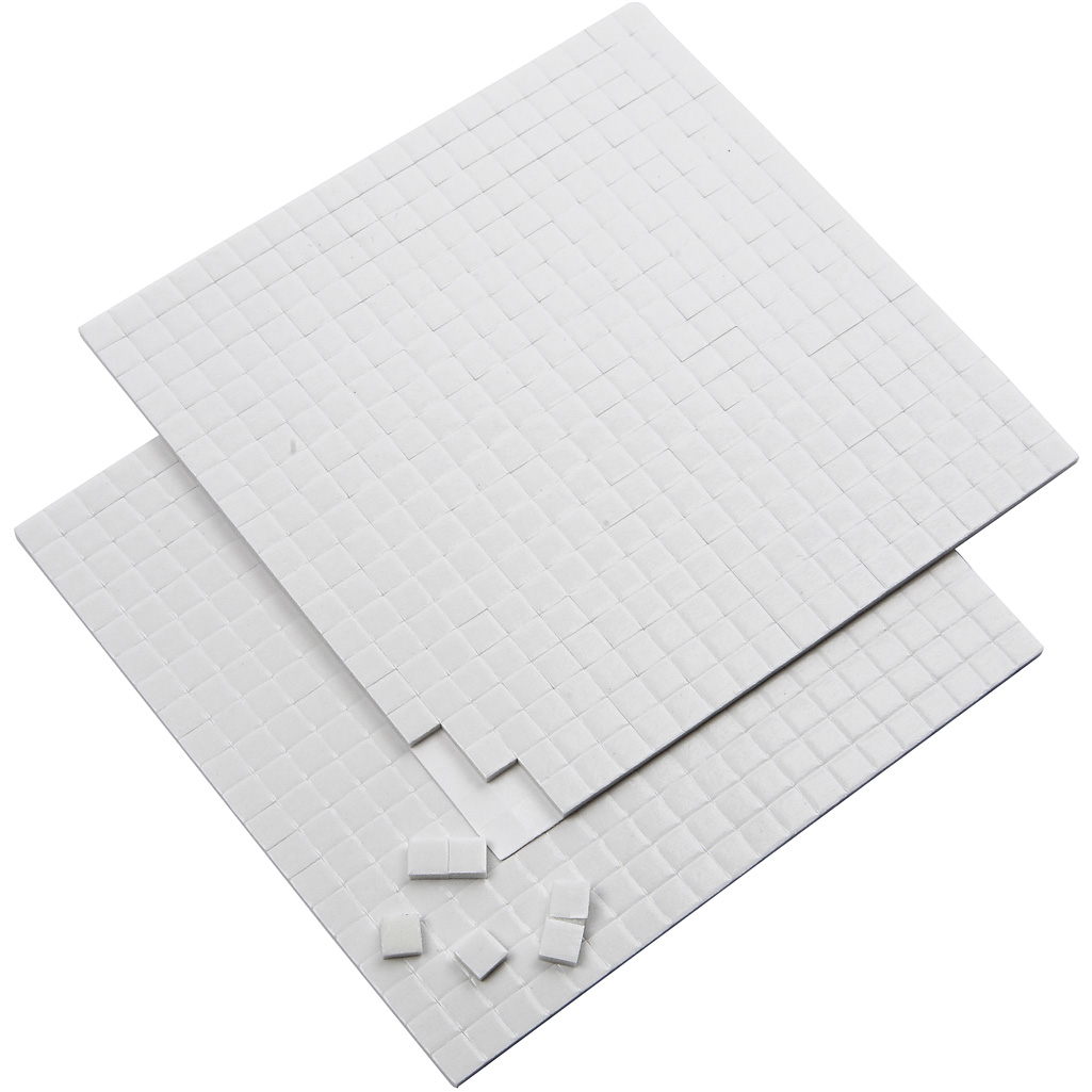 3D-tarratyynyt, koko 5x5 mm, paksuus 2 mm, valkoinen, 2x400 kpl, 2 ark/ 1 pkt