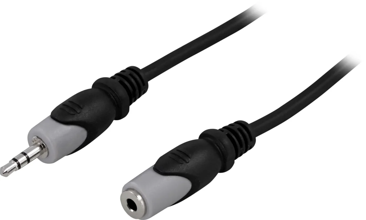 Deltaco MM-158 3,5 mm audio -jatkokaapeli, 0,5 m, musta
