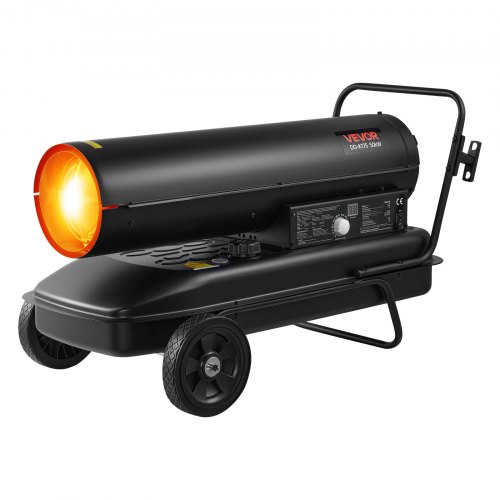 VEVOR 50kW Forced Air Kerosene Diesel Heater, Portable Torpedo Space Heater with Wheels & Adjustable Temp, Blower-Type for Jobsite/Garage/Warehouse/Workshop Construction /Outdoor Heating,Black