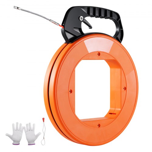 VEVOR Fish Tape Wire Cable Line Puller 30.5 m, 6.35 mm(100-foot, 1/4-inch) PET with High Plastic Case