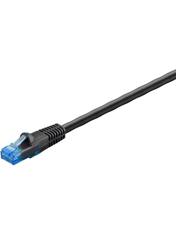 Goobay Patchkabel CAT 6 för dragning utomhus, U/UTP, svart kopparledare (CU), dubbelt yttre hölje (PE)