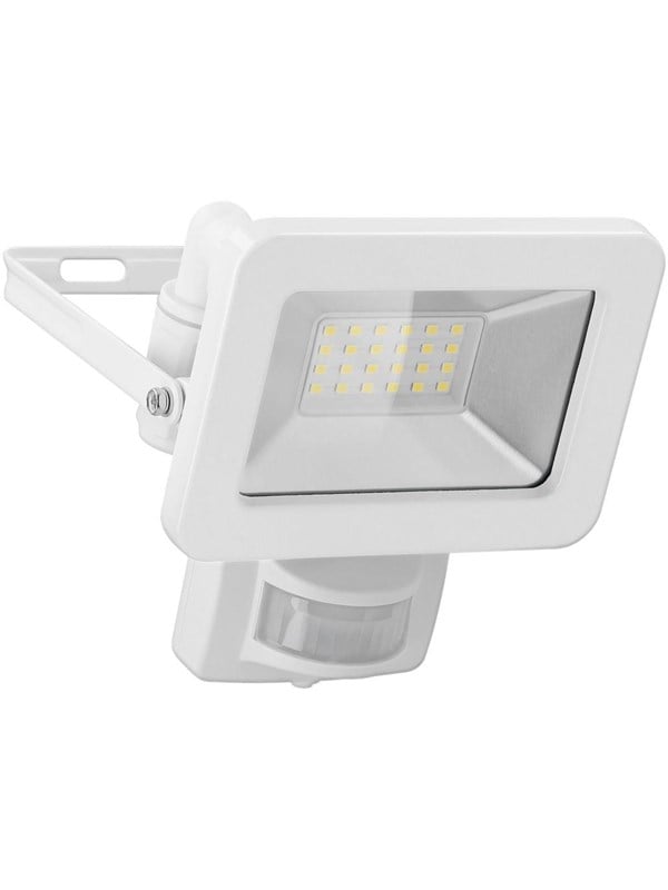 Goobay LED-strålkastare för utomhusbruk, 20 W, med rörelsedetektor med 1700 lm, neutralt vitt ljus (4000 K), PIR-sensor med ON/OFF-funktion och M16 kabelgenomföring, lämplig för utomhusbruk (IP44)