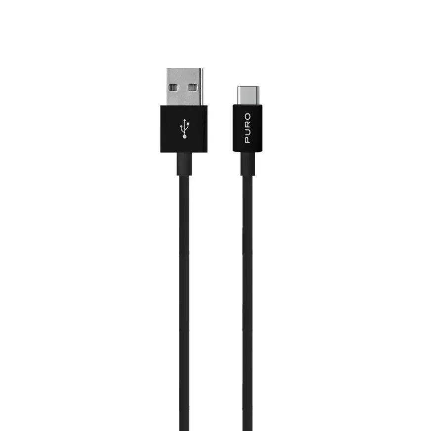 Puro White USB-A USB-C 1m Cable - Black