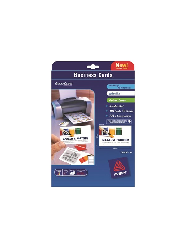 Avery Quick&Clean C32026-10 - business cards - matte - 100 card(s) - 54 x 85 mm - 270 g/m2