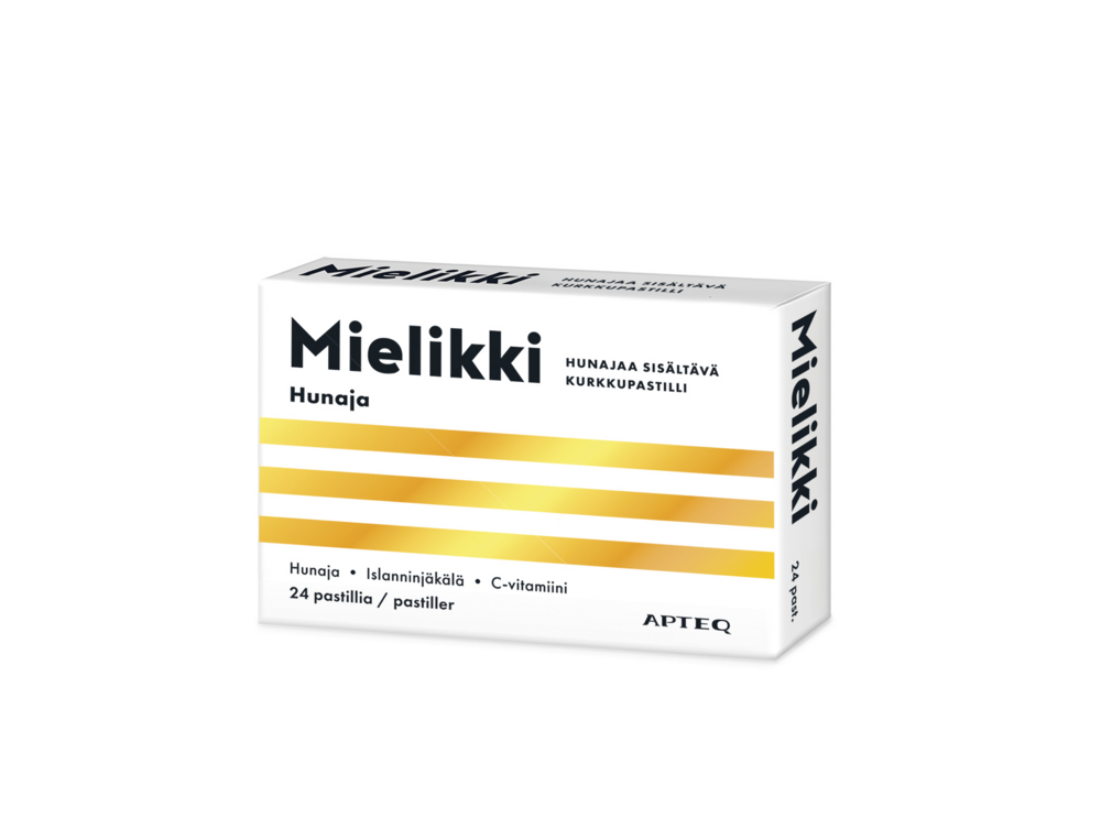 Apteq Mielikki kurkkupastilli Hunaja 24 tablettia