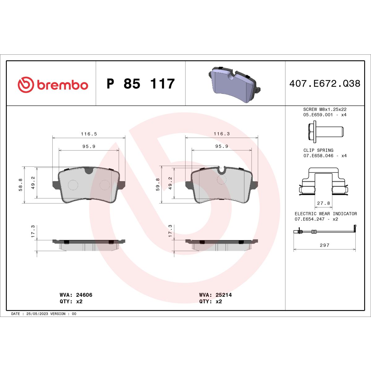 Jarrupalat, levyjarru BREMBO P 85 117