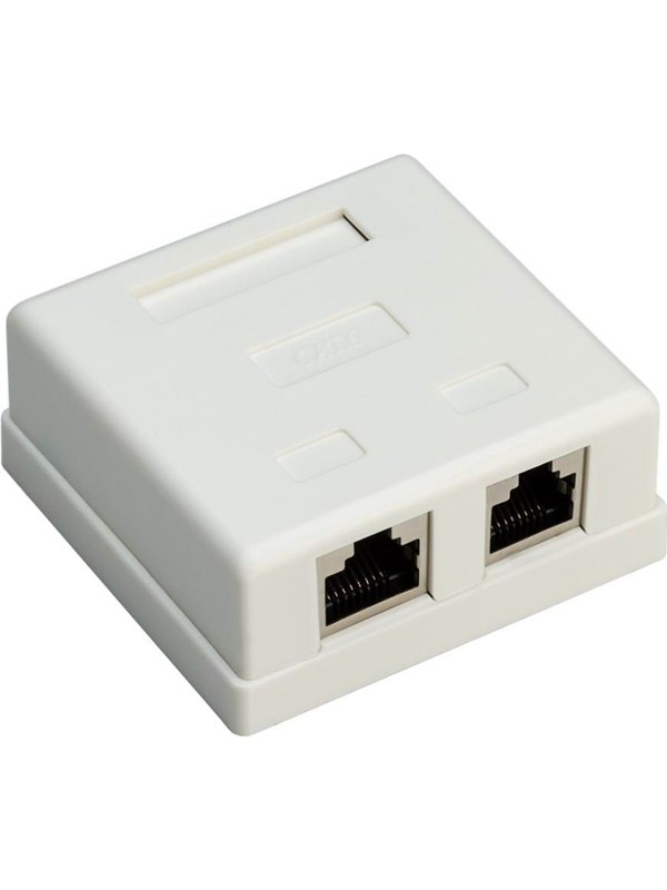 Goobay 2-port RJ45-kopplingsdosa, CAT 6, STP, vit skärmad