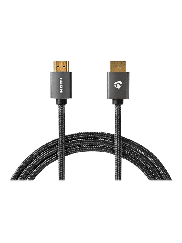Nedis High Speed HDMI TM Kaapeli Ethernet | HDMITM liitin | HDMITM liitin | 4K@60Hz | ARC | 18 Gbps | 5.00 m | Pyöreä | Puuvilla | Gun Metal Harmaa | Laatikko kannella ja ikkunalla