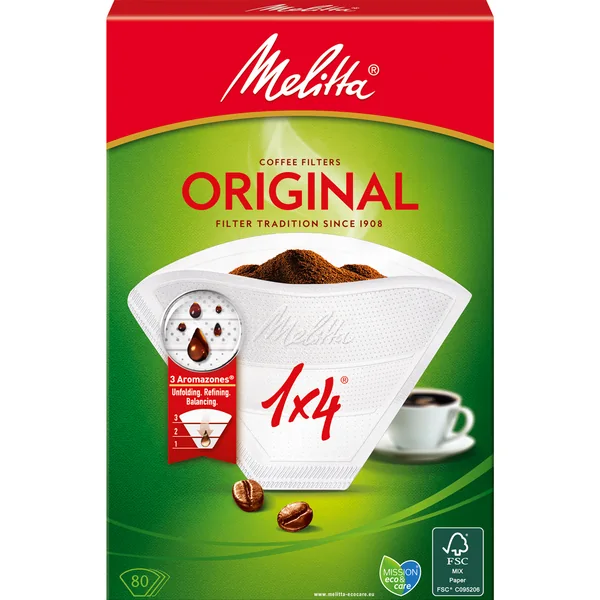 Melitta 1x4 -kahvinsuodattimet, 80 kpl