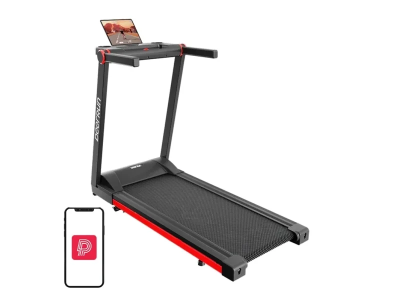Urbogym-kuntopyörä, DeerRun A1 Pro -taitettava sähköjuoksumatto (musta-punainen)