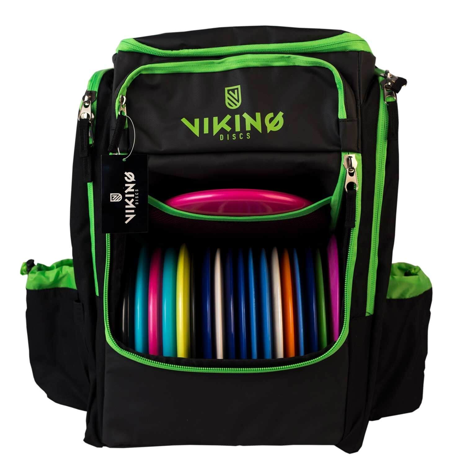 Viking Discs Tour Bag Frisbeegolfreppu - Musta/Lime