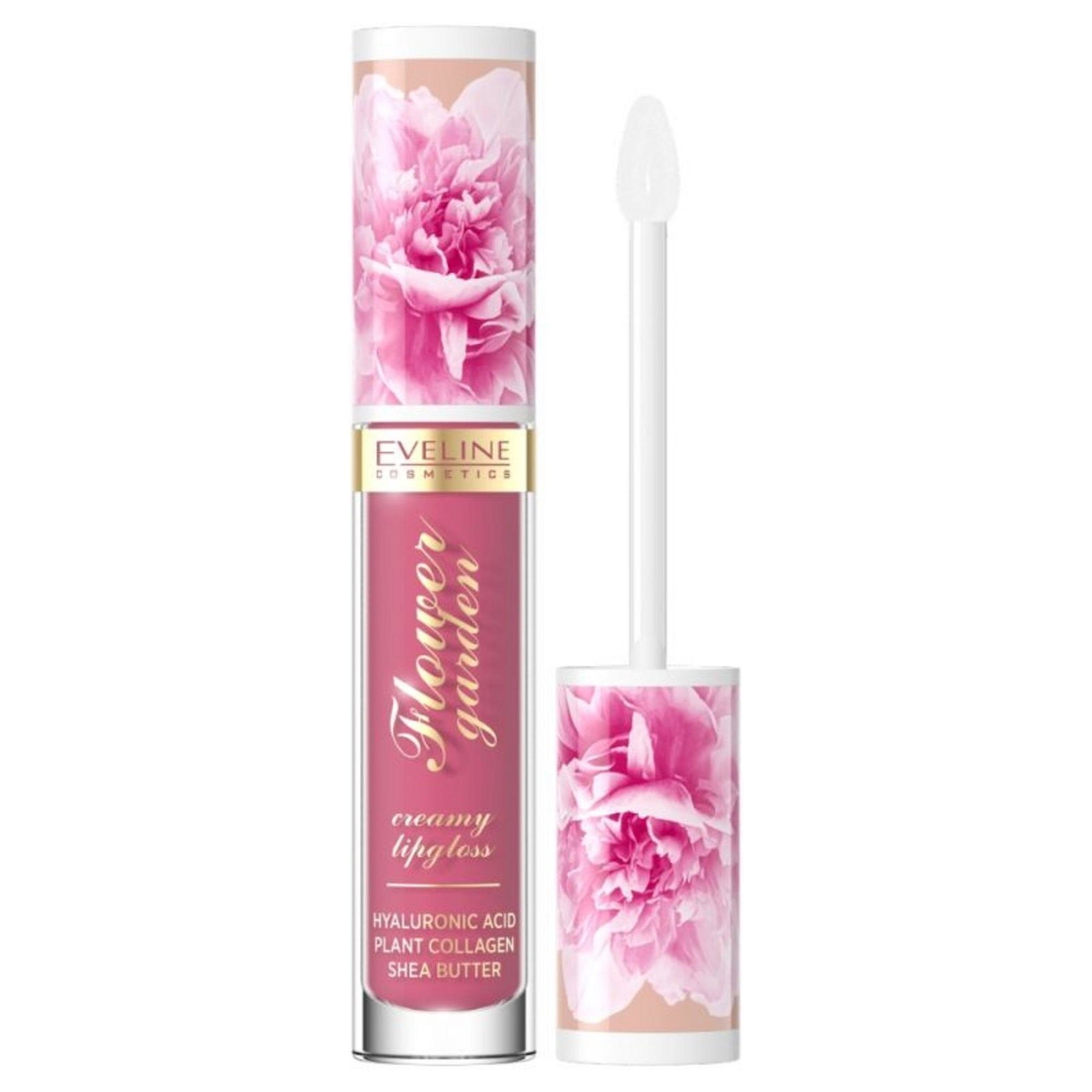 Eveline Cosmetics Flower Garden Cream huulikiilto hyaluronihapolla väri 03 Magnolia Charm 4,5 ml