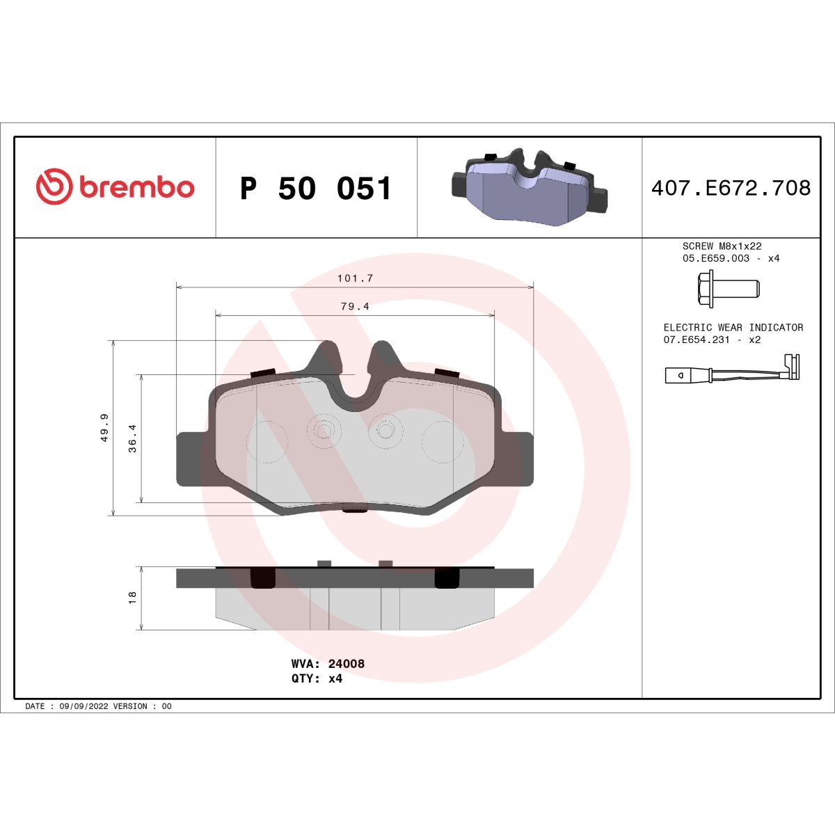 Jarrupalat, levyjarru BREMBO P 50 051