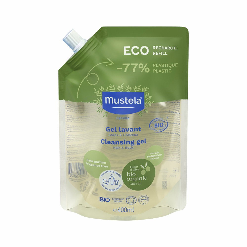 Mustela ORGANIC Body & Hair puhdistusgeeli 400 ml - Eco-Recharge