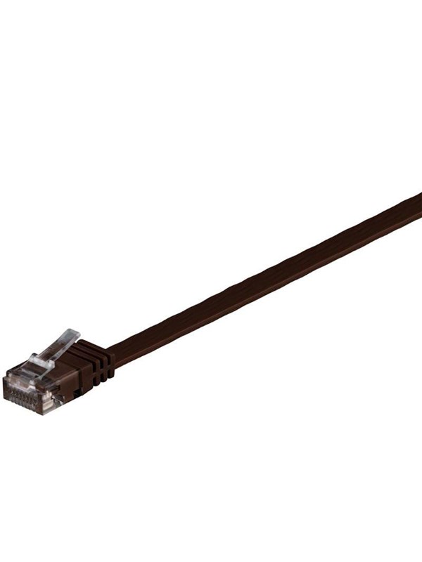 Goobay CAT 6 platt patchkabel, U/UTP, mörkbrun kopparledare (CU)