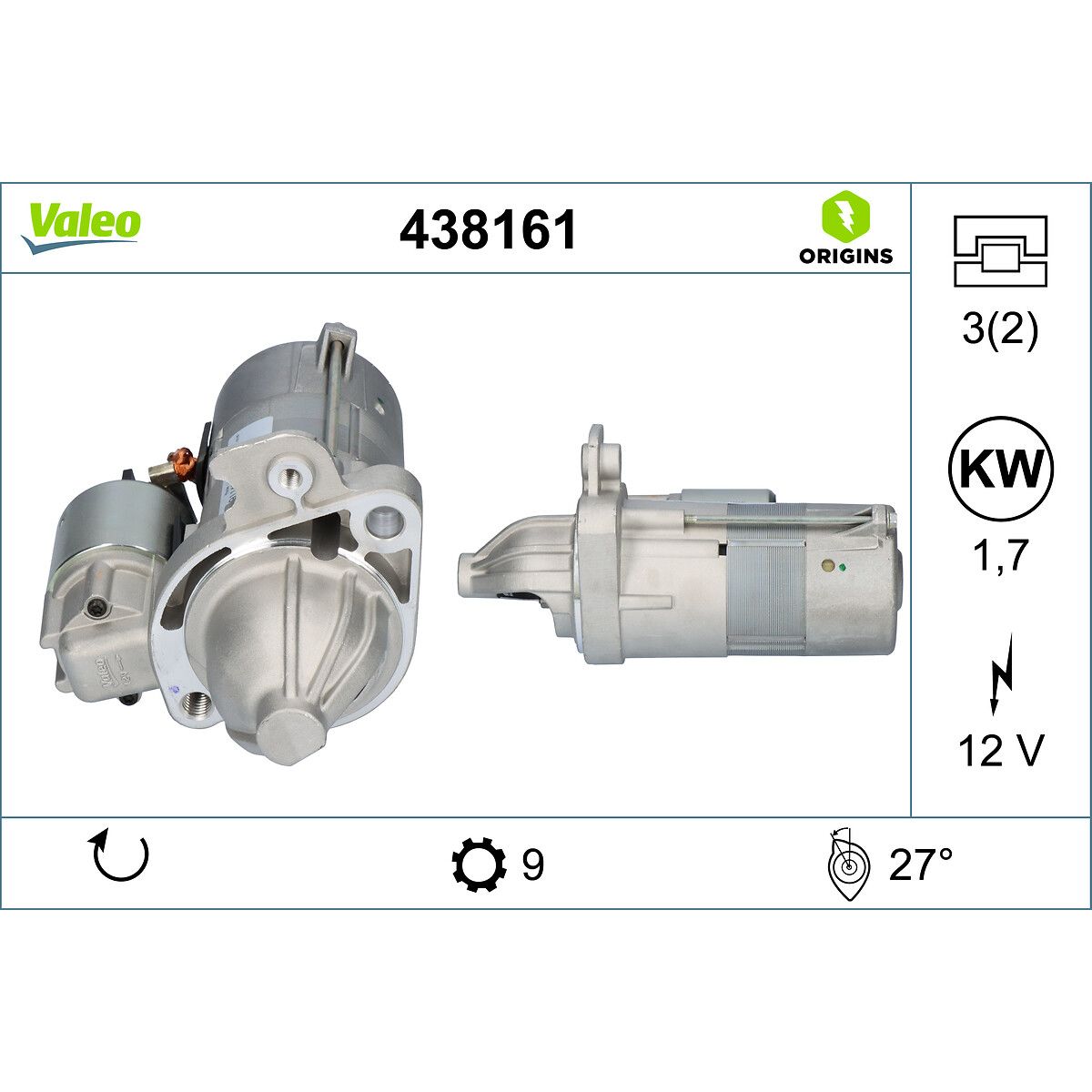 Käynnistysmoottori VALEO 438161