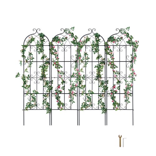 VEVOR Garden Trellis for Climbing Plants, 71 x 20 in, 4 Packs Rustproof Metal Garden Flower Trellis, Outdoor Climbing Rose Trellis Cucumbers Support, Decorative Clematis Trellis for Courtyards Lawns